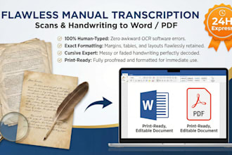 manually convert scanned documents and handwriting to word or PDF