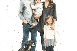 draw an watercolor family portrait