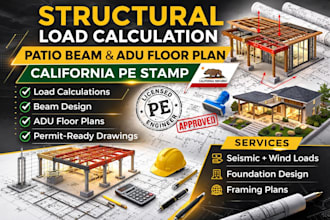 design structural load calculation patio beam adu floor plan california pe stamp