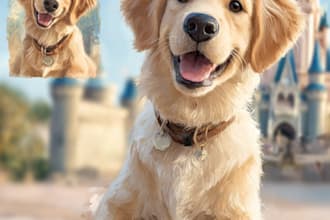 design a custom disney pet portrait illustration