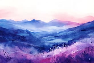 illustrate a watercolor landscape illustration
