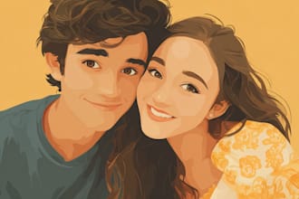 design a cartoon disney couple portrait