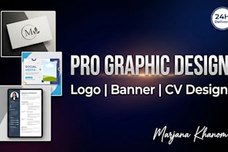 create logo, social media banner, and professional CV design