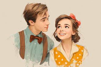 make a disney couple portrait illustration