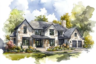 watercolor a house portrait