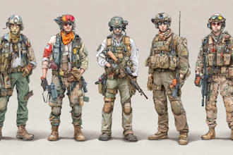 draw detailed military characters for you