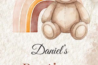design elegant and sweet baptism invitations for boy or girls