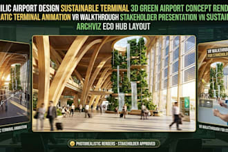 biophilic airport design sustainable terminal 3d green airport concept rendering