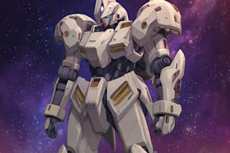 draw amazing character mecha robot illustration