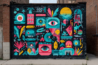 design professional graffiti mural art for your