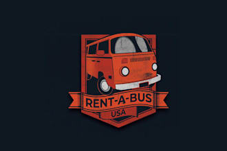 design awesome rent bus brand logo