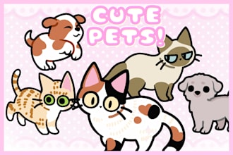 draw cute pets and animals for you