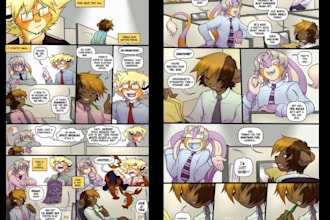 make nsfw furry comic page, nsfw comic page, fursona character, nsfw furry art