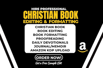 christian book editing proofreading formatting devotional journal memoir editor