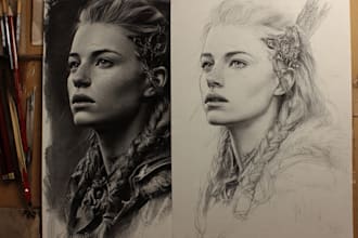 create charcoal, pencil, and color illustrations