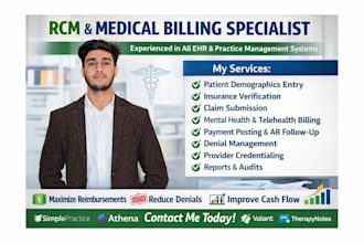 medical billing rcm, ar follow up and insurance verification