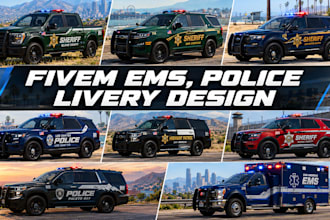 design car livery for iracing, fivem ems, police, sports and racing cars