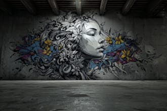 create urban style graffiti mural for home