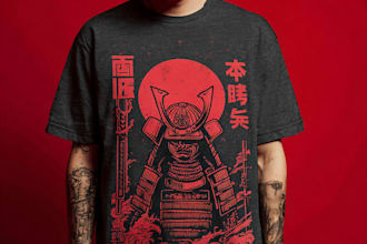 make tshirt design in japanese anime or manga style
