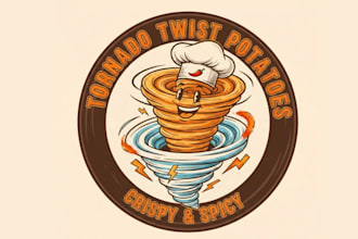 make tornado twist potatoes mascot logo for your company