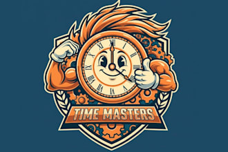design hand clock mascot logo design with express delivery