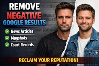 remove negative google results news articles mugshots  and court records