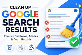 clean up google search results by removing bad news, articles, and court records
