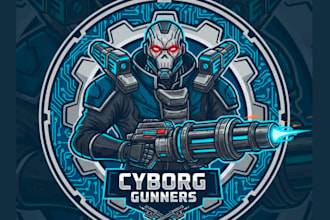 make cyborg gunners mascot logo design service with express delivery