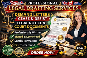 draft demand letter, settlement letter, and legal letter as a US attorney