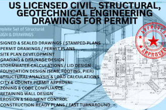 usa licensed civil, structural, geotechnical engineering drawings for permit