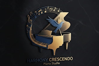 design an elegant and unique piano logo for your brand