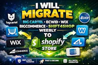 migrate big cartel ecwid wix bigcommerce shift4shop weebly to shopify store