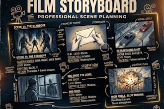 create cartoon anime webtoon and comic style storyboard for films and animation