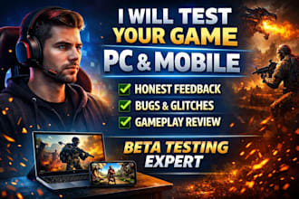 test your game pc mobile gameplay, beta test game honest review feedback