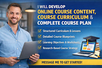 develop online course content creation, course curriculum and online course plan