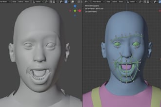 rig, fix, convert any 3d model for mmd, 52 arkit blendshape, weight paint, vrm