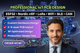 design professional iot pcb hardware with esp32, nordic nrf, lora,wifi, ble, can
