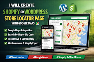 create shopify or wordpress store locator page with google maps