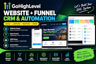 build a gohighlevel website, funnel and CRM automation
