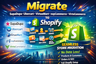 migrate supadupa ubercart virtuemart nopcommerce virtocommerce store to shopify