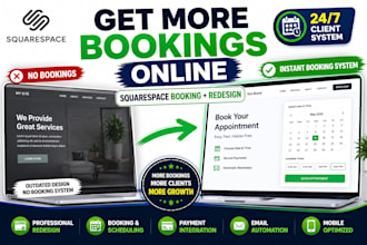 redesign squarespace website, booking system, appointment scheduling