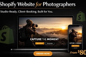 create photography studio shopify website that books clients conversion focused
