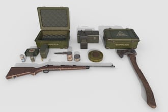 create game ready 3d props and weapon models