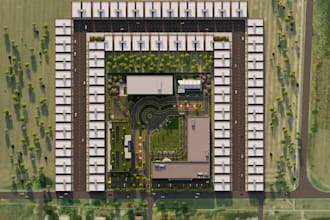 render 3d site planning, parking space, urban master plan,landscape aerial views