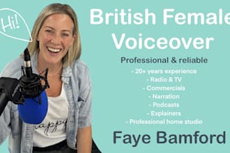 be your british northern professional female voiceover