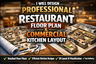 design professional restaurant floor plan and commercial kitchen layout