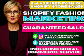 setup fashion clothing shopify sales tiktok ads instagram, facebook ads campaign