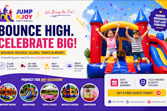 design bounce house website, party rental event ,inflatable rentals website
