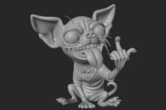 sculpt 3d whimsical toy design,3d mascots figure,3d cute cartoon dog,resin minis