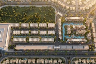 3d coastal development,urban planning render,estate housing,villa complex design